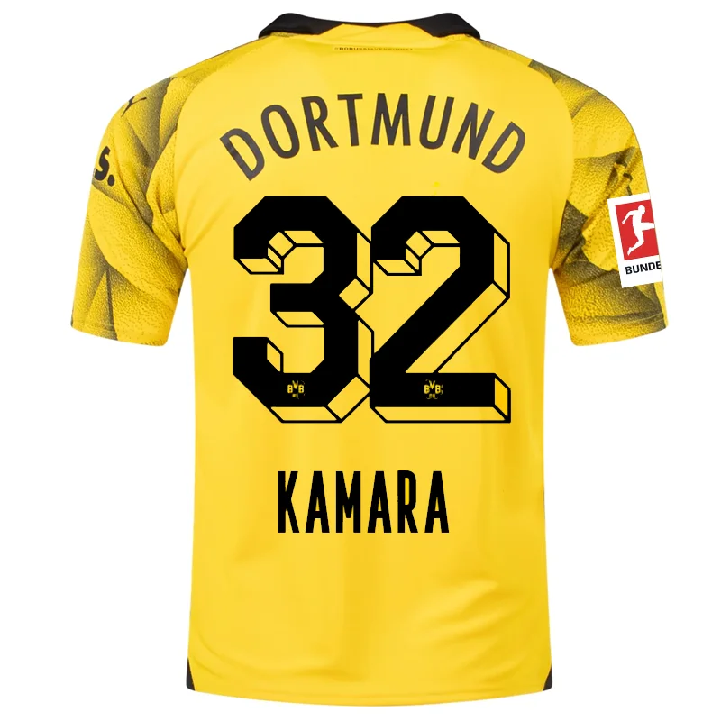 Men's Retro Hockey Jerseys with Classic Stripes and Logos for a Nostalgic Hockey AestheticPuma Mens Borussia Dortmund Abdoulaye Kamara Third Jersey w/ Bundesliga Patch 23/24 (Cyber Yellow/Puma Black)