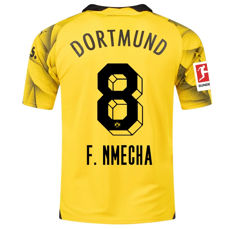 Men's Moisture - Wicking Golf Jerseys with UV Protection for Comfortable Rounds on the CoursePuma Mens Borussia Dortmund Felix Nmecha Third Jersey w/ Bundesliga Patch 23/24 (Cyber Yellow/Puma Black)