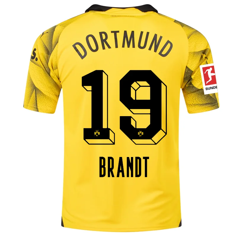 Men's Vintage American Football Jerseys of Legendary Teams for Collectors and FansPuma Mens Borussia Dortmund Julian Brandt Third Jersey w/ Bundesliga Patch 23/24 (Cyber Yellow/Puma Black)