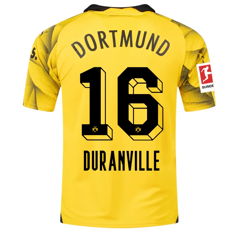 Men's Moisture - Wicking Golf Jerseys with UV Protection for Comfortable Rounds on the CoursePuma Mens Borussia Dortmund Julien Duranville Third Jersey w/ Bundesliga Patch 23/24 (Cyber Yellow/Puma Black)