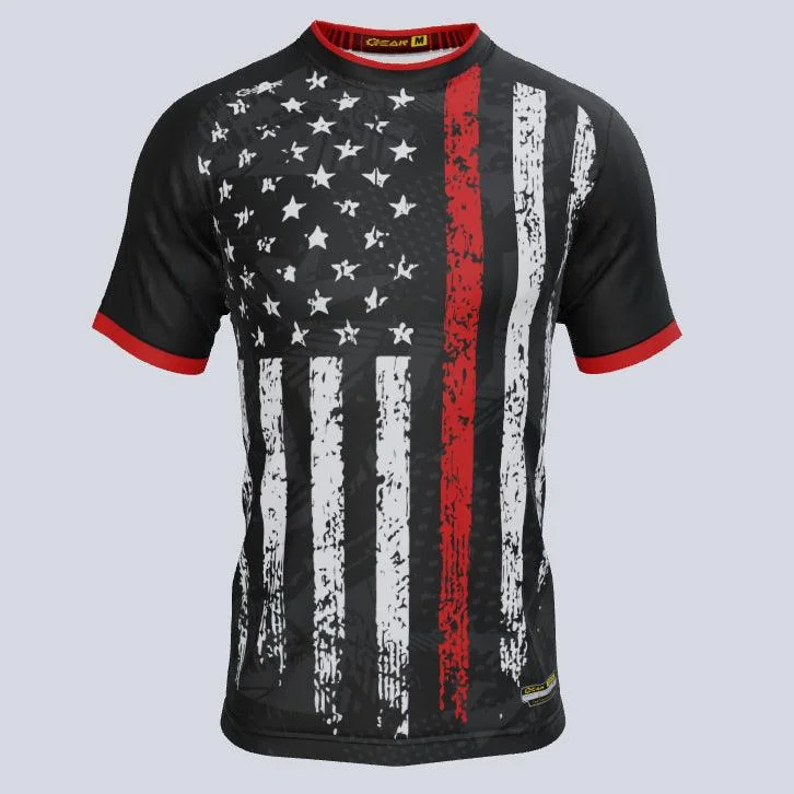 Men's Retro Soccer Jerseys of Famous Clubs from the 90s for Nostalgic Football EnthusiastsThin Red Line Custom USA Jersey Men's Retro Soccer Jerseys of Famous Clubs from the 90s for Nostalgic Football EnthusiastsThin Red Line Custom USA Jersey