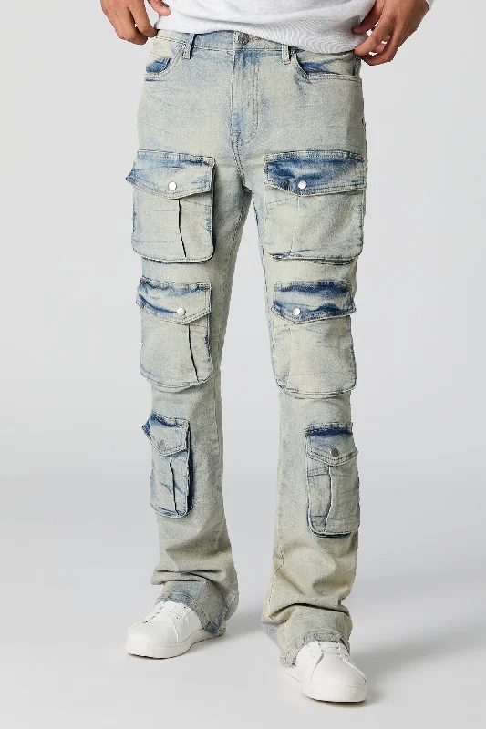 Men's Jeans with a Hidden Coin Pocket for Added Convenience6 Pocket Stacked Cargo Jean