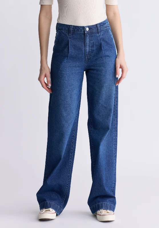 Men's Low - Rise Jeans in a Light Wash for a Casual and Youthful LookHigh Rise Wide Leg Addie Women's Jeans, Indigo Contrast - BL16002