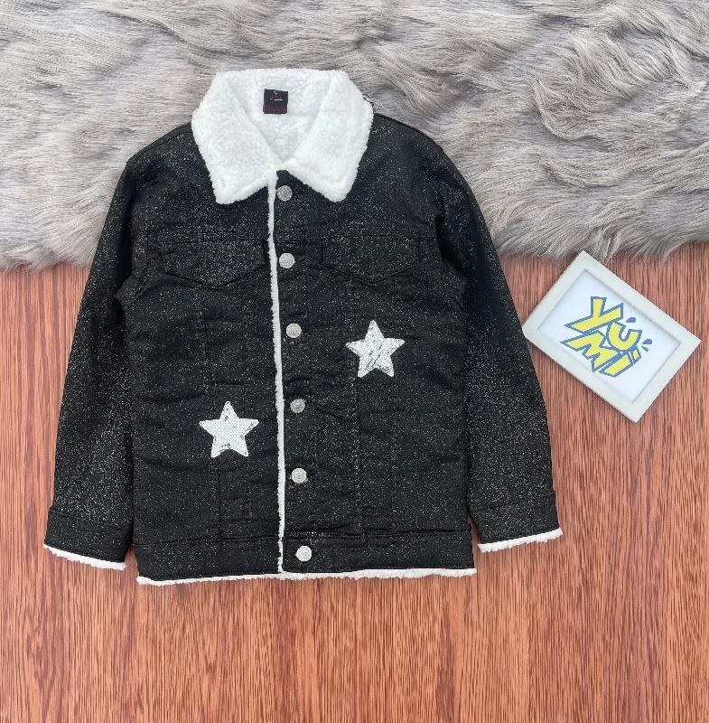 Plus Size Men's Relaxed Fit Jeans with a Tapered Leg for a Laid - Back VibeAll That Glitters: Girls' Black Jacket with Sparkling Glitter & Luxe Fur Lining