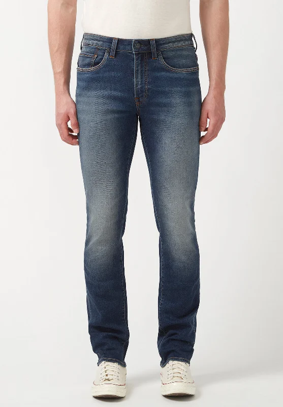 Plus Size Men's Relaxed Fit Jeans with a Tapered Leg for a Laid - Back VibeSlim Ash Men's Freedom Flex Jeans, Dark Sanded Blue - BM22920