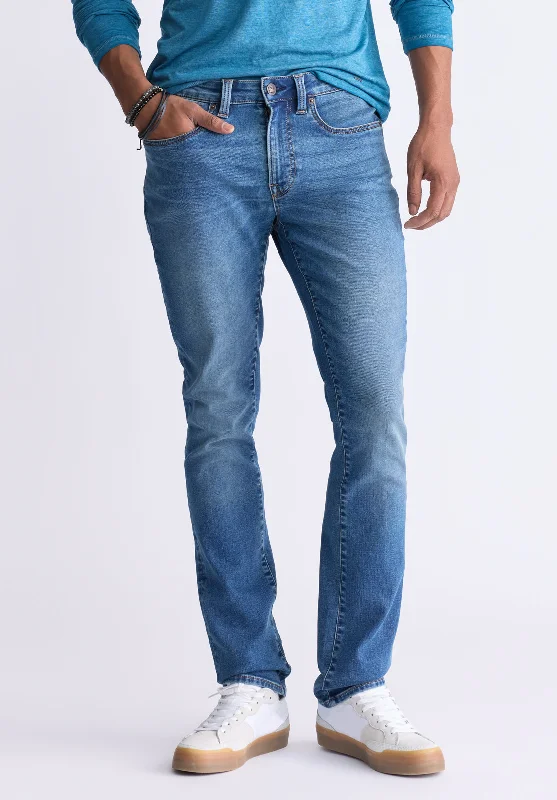 Men's Slim Fit Stretch Jeans in Dark Wash for a Modern and Comfortable LookSlim Ash Men's Freedom Flex Jeans, Authentic Washed Indigo - BM26017