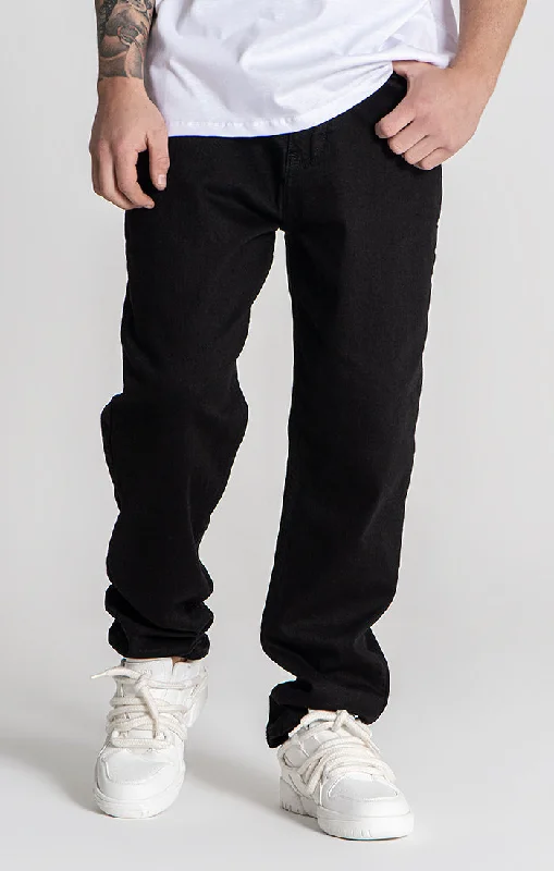 Plus Size Men's Relaxed Fit Jeans with a Faded Wash for a Vintage - Inspired LookBlack GK Carrot Jeans