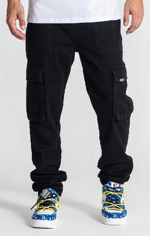 Men's Jeans with a Button - Fly for a Traditional and Classic AestheticBlack Hybrid Cargo Jeans