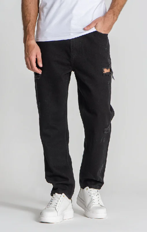 Men's Jeans with a Zip - Off Lower Leg for Convertible StyleBlack Ripped Balloon Leg Jeans Men's Jeans with a Zip - Off Lower Leg for Convertible StyleBlack Ripped Balloon Leg Jeans
