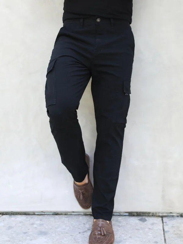 Men's Jeans with a Cargo - Inspired Knee Pocket for Extra StorageCargo Trousers - Black