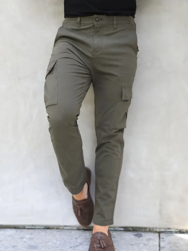Men's Jeans with an Elastic Waistband for Ultimate ComfortCargo Trousers - Grey