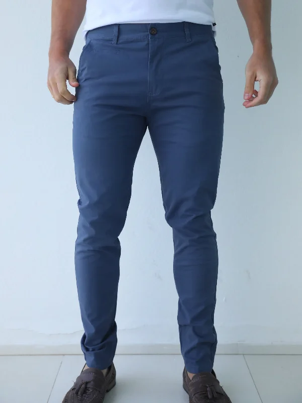 Men's Cargo Jeans with Multiple Pockets for a Practical and Outdoor - Friendly LookStretch Chinos - Blue
