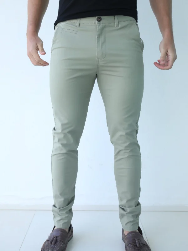 Men's Jeans with a Zip - Off Lower Leg for Convertible StyleStretch Chinos - Sage Green