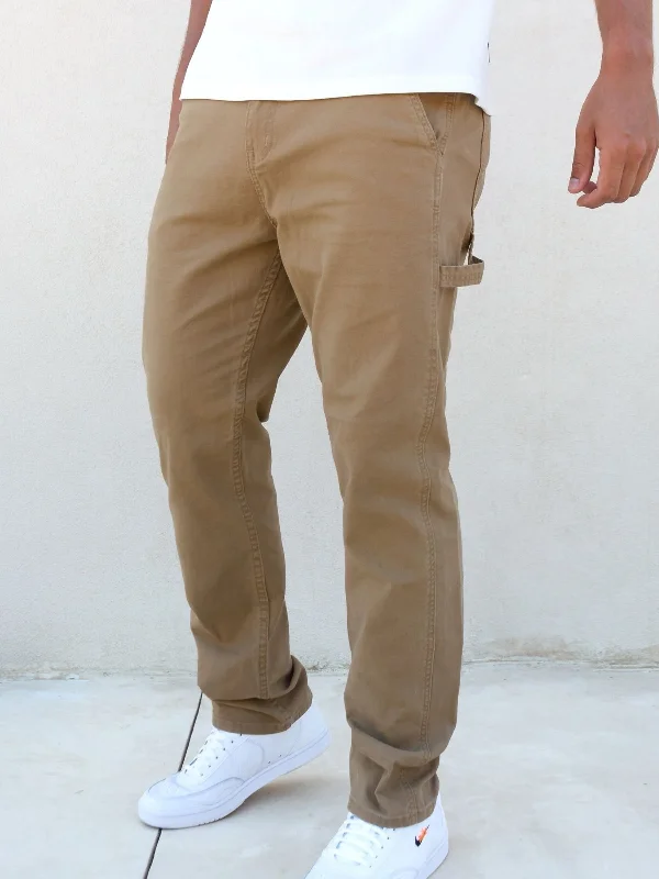 Men's Jeans with a Frayed Hem for a Casual and Effortless StyleUtility Trousers - Tan Men's Jeans with a Frayed Hem for a Casual and Effortless StyleUtility Trousers - Tan