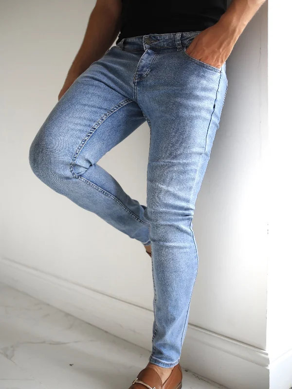 Men's Stretch Jeans with a Moisture - Wicking Lining for Active LifestylesVol. 7 Skinny Jeans - Light Blue