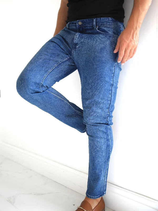 Men's Jeans with a Cargo - Inspired Knee Pocket for Extra StorageVol. 9 Slim Jeans - Blue