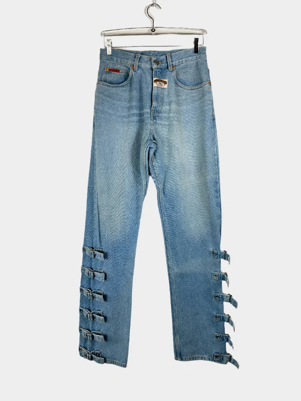 Men's Jeans with a Cargo - Inspired Knee Pocket for Extra StorageBuckle Jeans