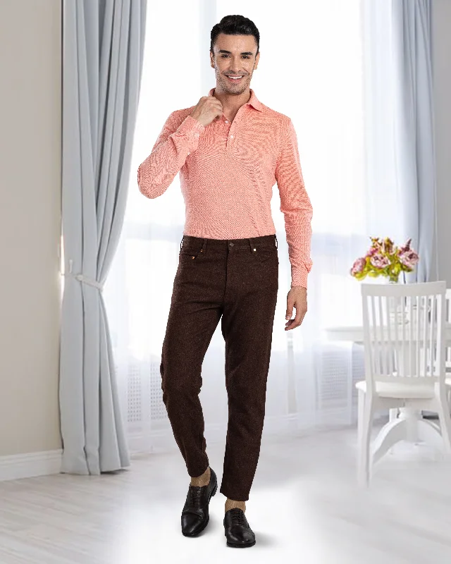 Men's Jeans with a Button - Fly for a Traditional and Classic AestheticBrown Wool Jeans Men's Jeans with a Button - Fly for a Traditional and Classic AestheticBrown Wool Jeans