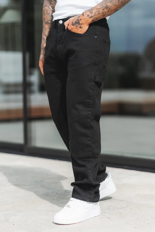 Men's Straight Leg Raw Denim Jeans for a Minimalist and Durable OptionCARPENTER JEANS - WASHED BLACK