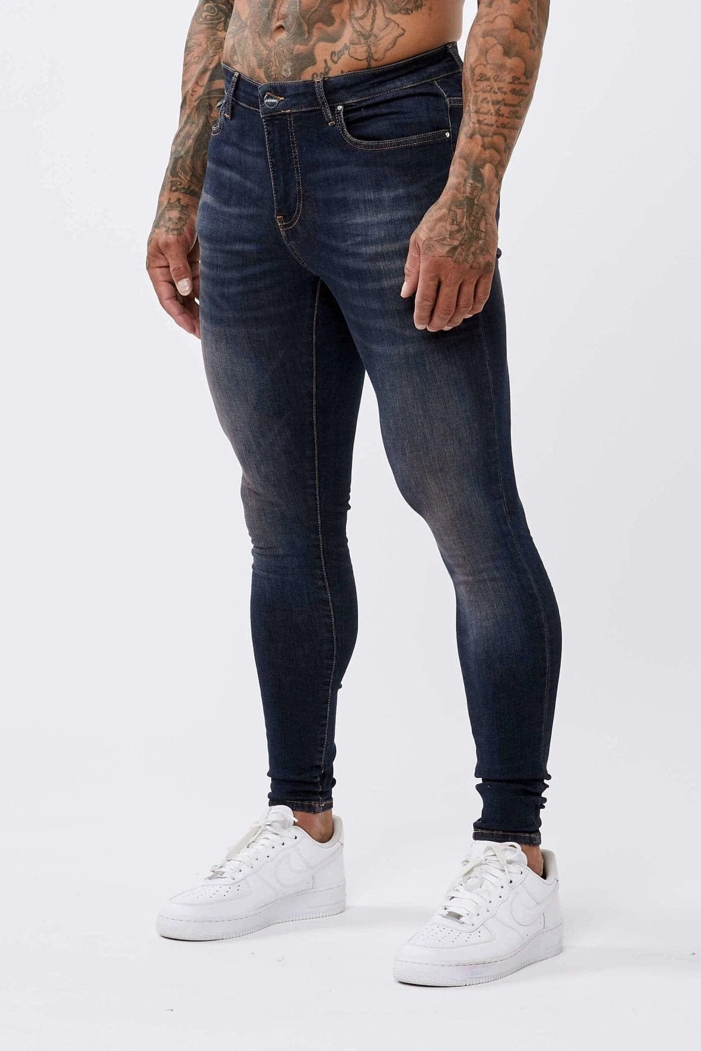 Men's High - Waisted Jeans in a Medium Wash for a Vintage - Style RevivalSKINNY FIT JEANS - CLASSIC INDIGO BLUE