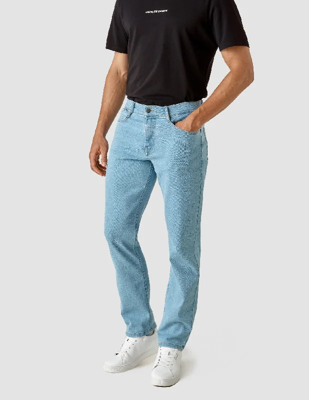 Plus Size Men's Straight Leg Jeans with Reinforced Knees for DurabilityClassic Jeans Regular Bright Blue Plus Size Men's Straight Leg Jeans with Reinforced Knees for DurabilityClassic Jeans Regular Bright Blue