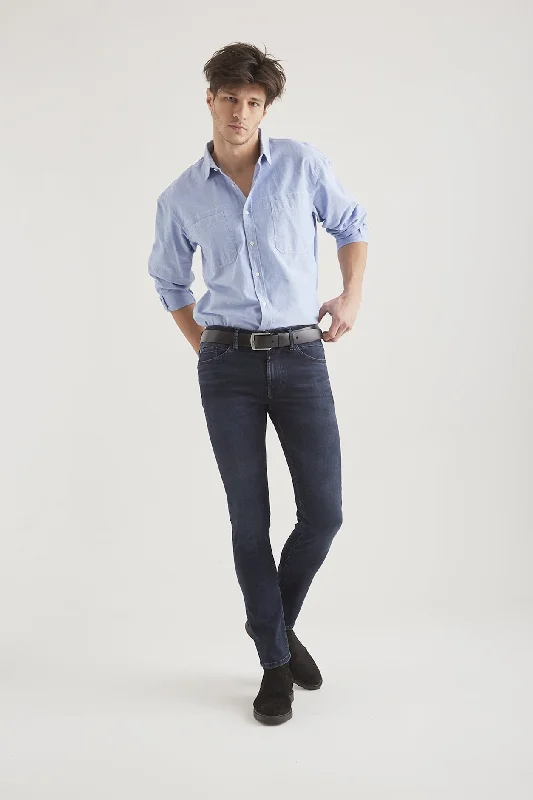 Plus Size Men's Bootcut Jeans with a Belt Loop Upgrade for a Stylish TouchLeo Wellflex 5 Pocket Jeans Blue Black