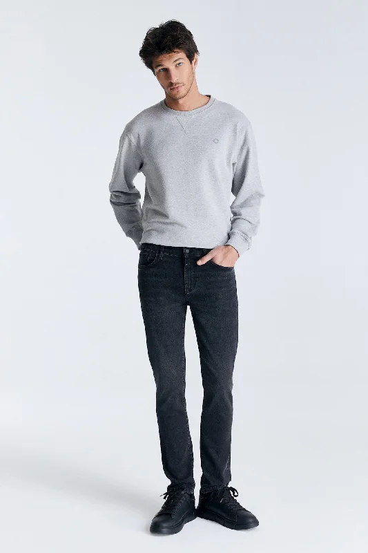 Men's Distressed Jeans with Patches for a Retro and DIY - Inspired AppearanceRay 5 Pocket Jeans Forest Black