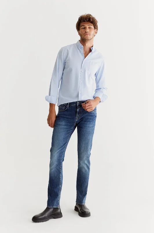 Plus Size Men's Bootcut Jeans with a Belt Loop Upgrade for a Stylish TouchMarc 5 Pocket Jeans Dark Blue