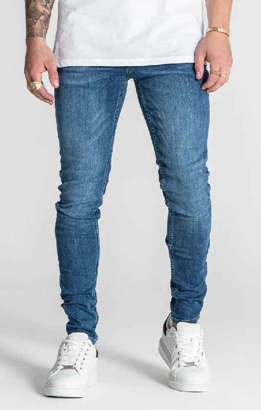 Men's Stretch Jeans with a Moisture - Wicking Lining for Active LifestylesDark Blue Core Skinny Jeans