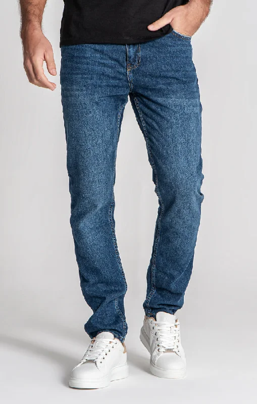 Plus Size Men's Relaxed Fit Jeans with a Tapered Leg for a Laid - Back VibeDark Blue Core Straight-Leg Jeans