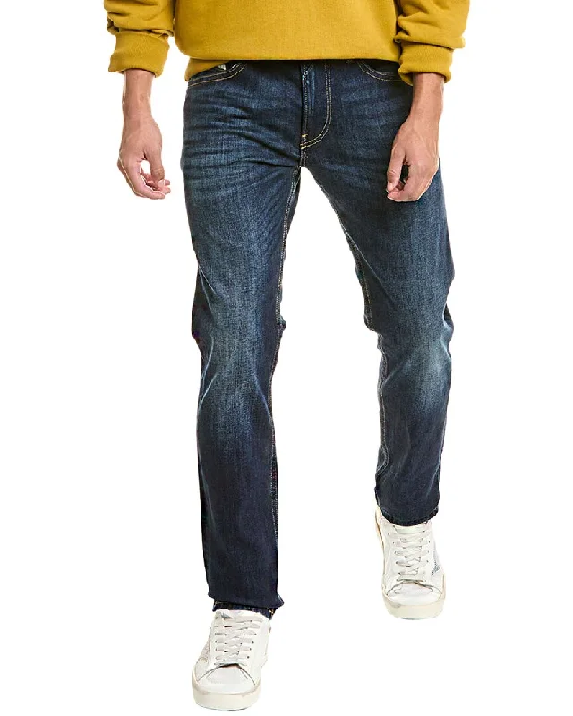 Men's Distressed Jeans with Patches for a Retro and DIY - Inspired AppearanceDiesel Thommer Dark Blue Slim Jean