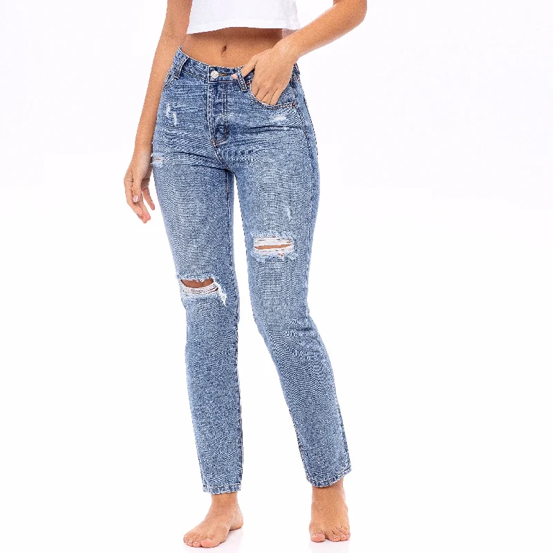 Men's Cargo Jeans with Multiple Pockets for a Practical and Outdoor - Friendly LookDistressed High Waisted Jeans  - The Petunia