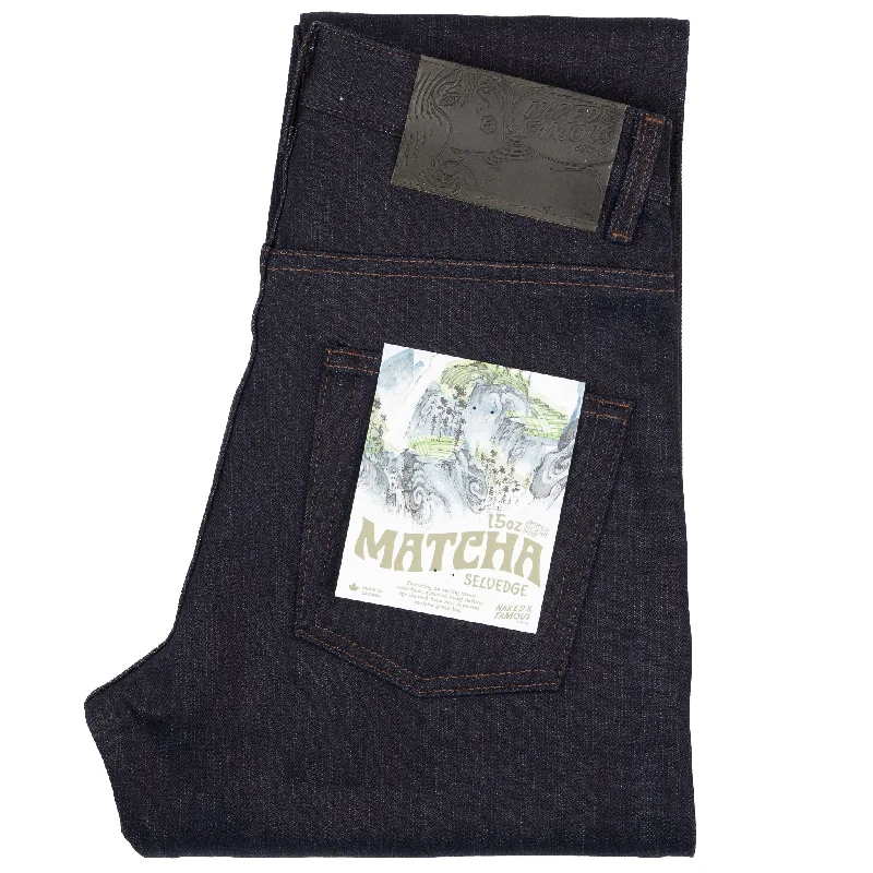 Men's Jeans with a Button - Fly for a Traditional and Classic AestheticEasy Guy - Matcha Selvedge