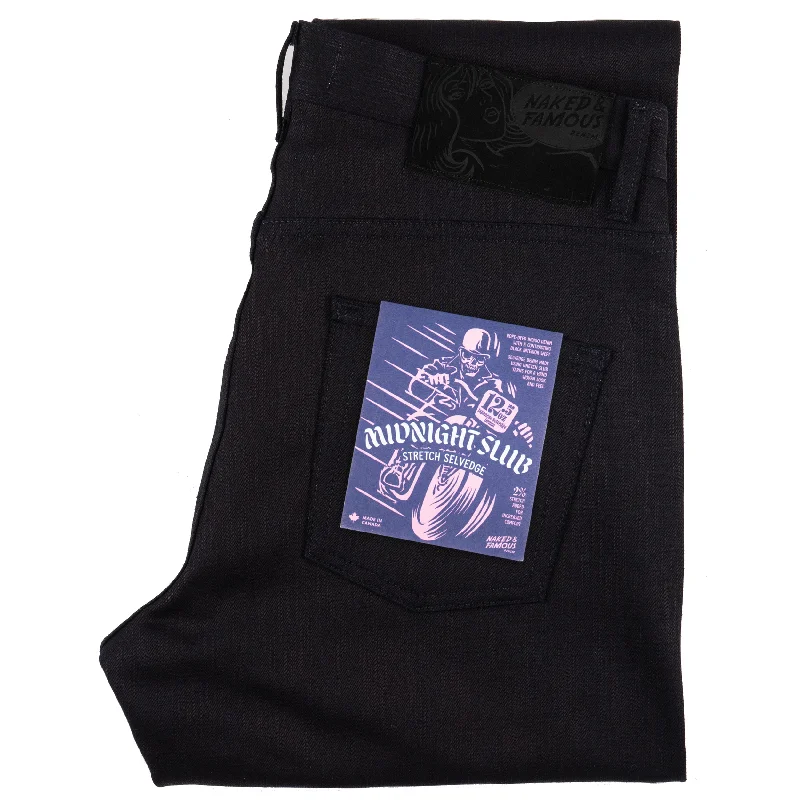 Men's Slim Fit Stretch Jeans in Dark Wash for a Modern and Comfortable LookEasy Guy - Midnight Slub Stretch Selvedge