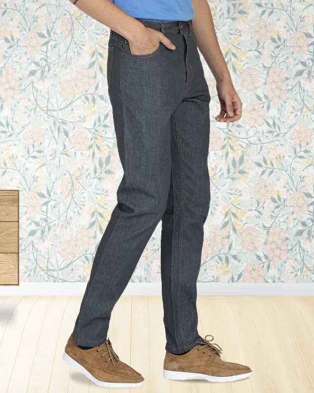 Plus Size Men's Relaxed Fit Jeans with a Faded Wash for a Vintage - Inspired LookEZS Luxire Selvedge: Grey Jeans