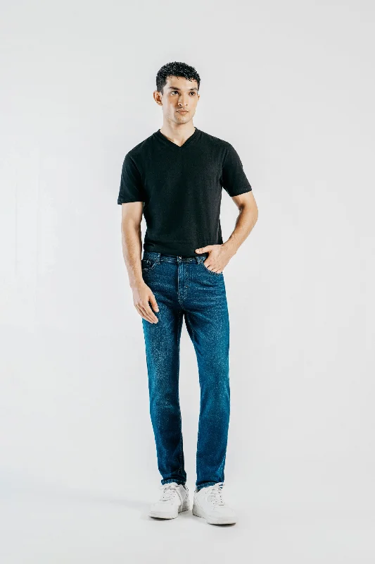 Men's High - Waisted Jeans in a Medium Wash for a Vintage - Style Revivalslim fit jeans