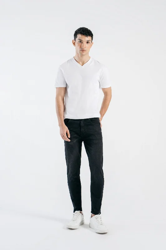 Plus Size Men's Straight Leg Jeans with Reinforced Knees for DurabilitySlim Cropped Jeans
