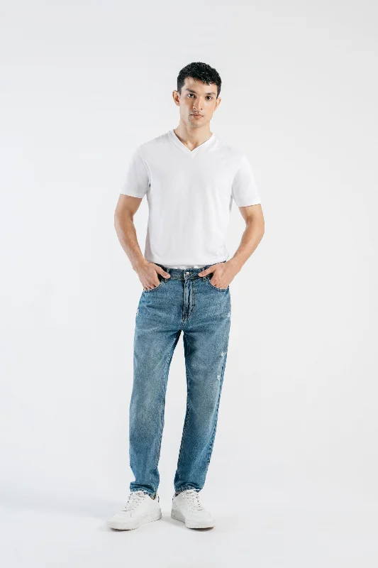 Men's Ripped Skinny Jeans in Acid Wash for an Edgy and Punk - Inspired StyleRigid Slim Jeans