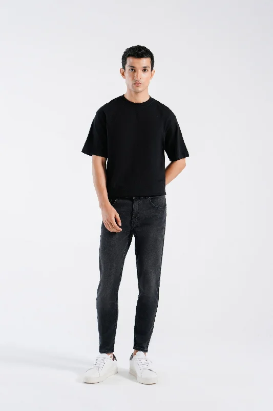 Men's Jeans with a Zip - Off Lower Leg for Convertible StyleFaded Slim Cropped Jeans
