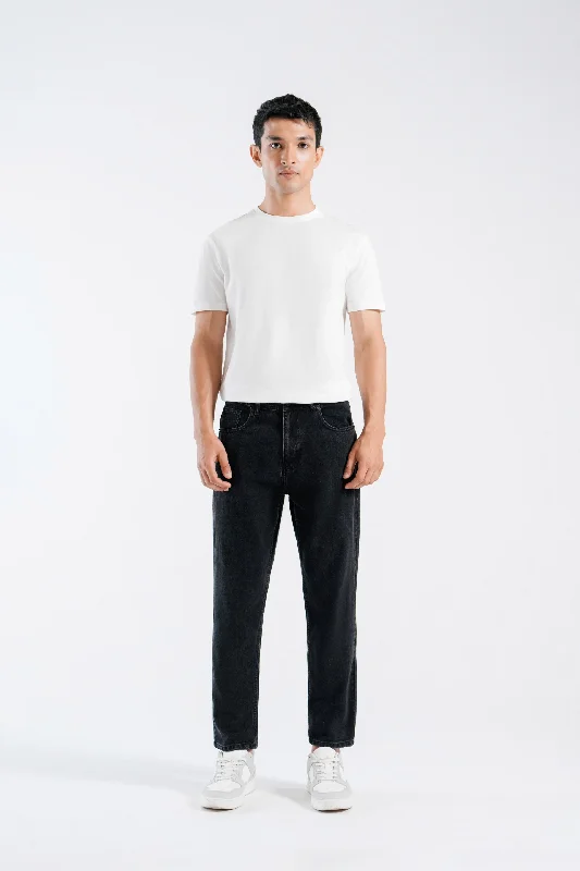 Men's Jeans with a Button - Fly for a Traditional and Classic AestheticFaded Black Rigid Slim Jeans