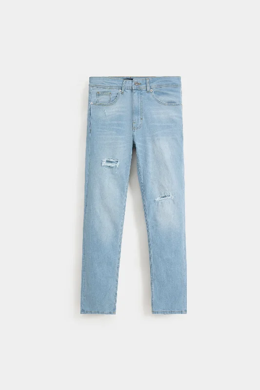 Men's Jeans with an Elastic Waistband for Ultimate ComfortSlim Fit Ripped Jean