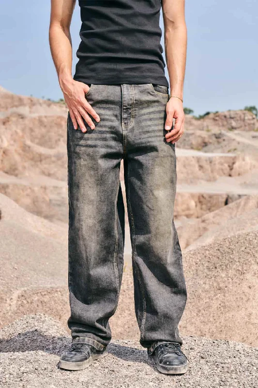 Plus Size Men's Bootcut Jeans with a Relaxed Waist for a Classic and Comfortable FitFaded Grey Baggy Fit Jeans Plus Size Men's Bootcut Jeans with a Relaxed Waist for a Classic and Comfortable FitFaded Grey Baggy Fit Jeans