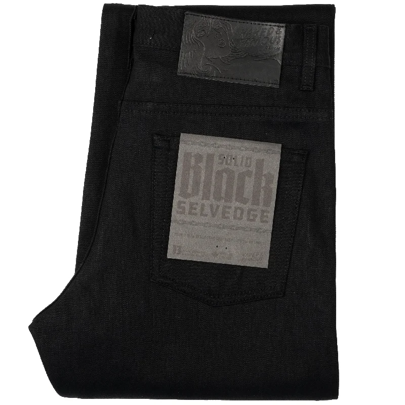 Men's High - Waisted Jeans in a Medium Wash for a Vintage - Style RevivalGroovy Guy - Solid Black Selvedge