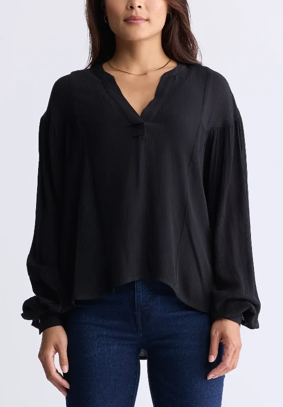 Plus Size Men's Bootcut Jeans with a Belt Loop Upgrade for a Stylish TouchKensley Women’s Dropped Shoulder V-neck Loose Blouse, Black - WT0119F