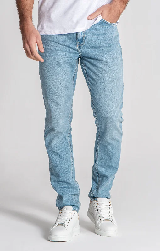 Plus Size Men's Bootcut Jeans with a Relaxed Waist for a Classic and Comfortable FitLight Blue Straight-Leg Jeans