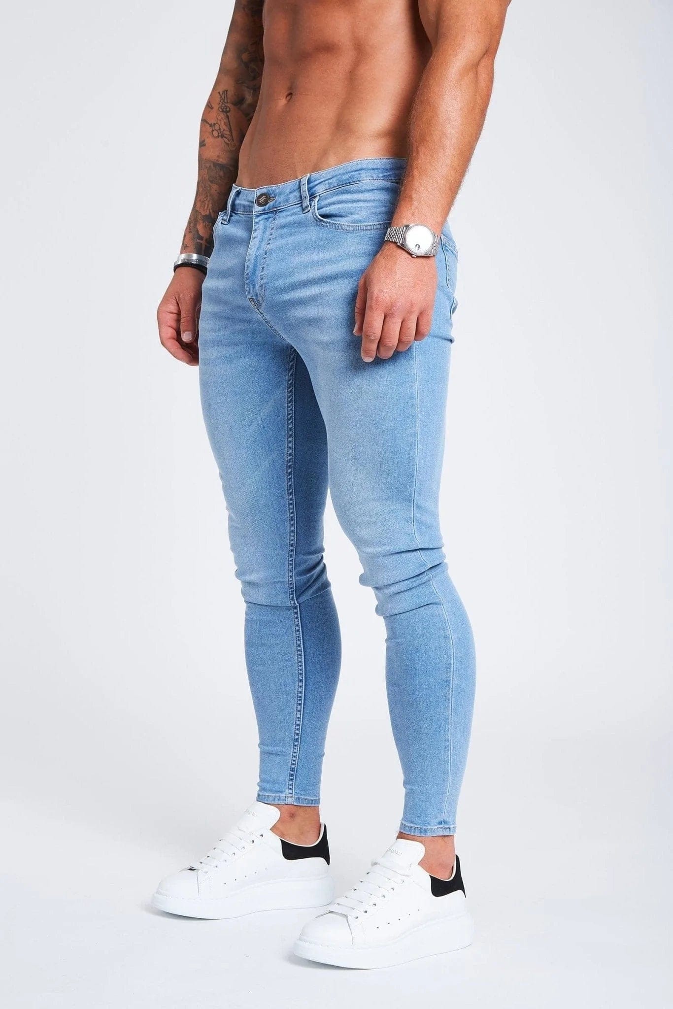 Men's Jeans with a Hidden Coin Pocket for Added ConvenienceSKINNY FIT JEANS NON RIPPED - LIGHT BLUE