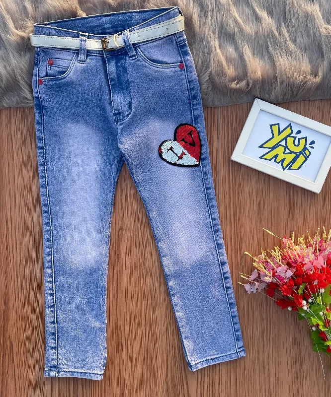 Men's Jeans with a Cargo - Inspired Knee Pocket for Extra StorageBromo Blue Girls Jeans with Star Sequence Heart Patch | Affordable and High-Quality