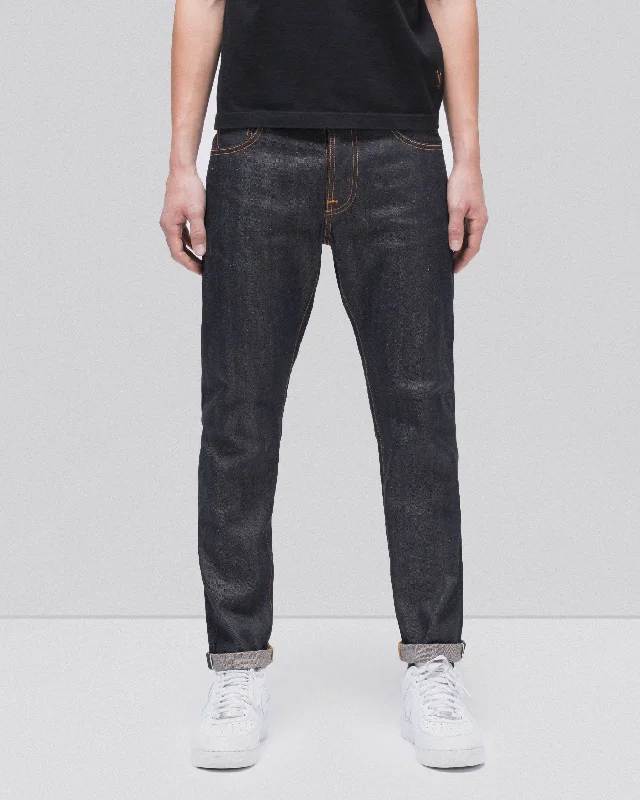 Plus Size Men's Straight Leg Jeans with Reinforced Knees for DurabilityNudie Steady Eddie II Regular Tapered Mens Jeans - Dry Selvage