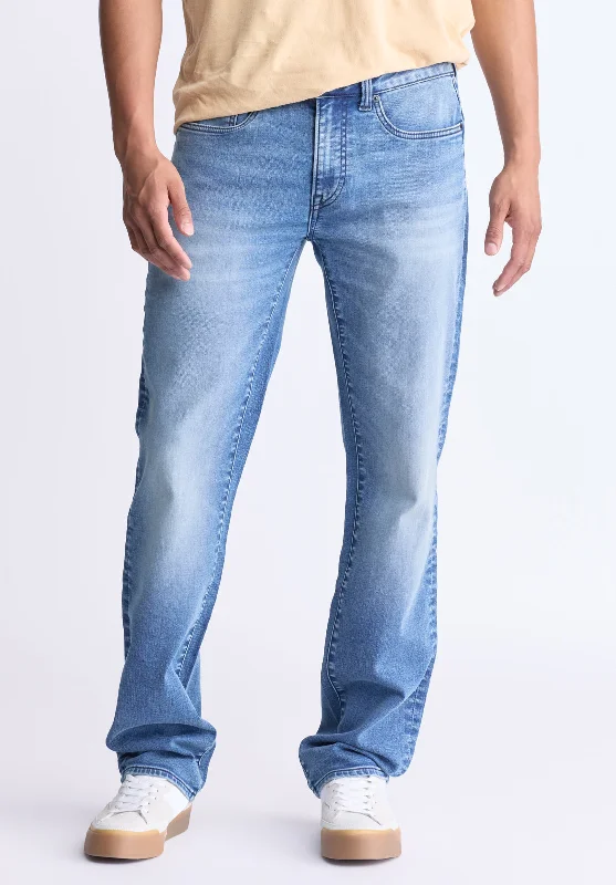 Men's Cargo Jeans with Multiple Pockets for a Practical and Outdoor - Friendly LookStraight Six Men's Freedom Flex Jeans, Crinkled blue - BM22996
