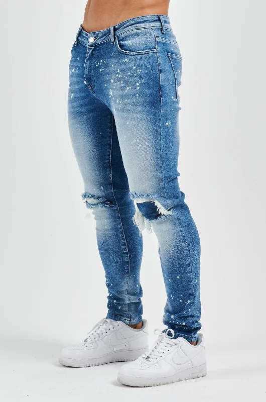 Men's Jeans with a Button - Fly for a Traditional and Classic AestheticSLIM FIT JEANS 2.0 - PAINT BLUE